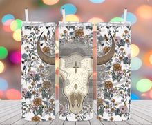 Load image into Gallery viewer, Flower Bull Skull Tumbler
