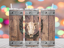 Load image into Gallery viewer, Wooden Horseshoe Skull Tumbler