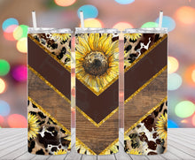 Load image into Gallery viewer, Wooden Sunflower Cow Tumbler