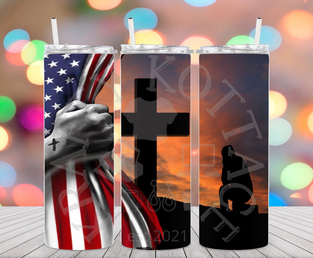 Knealing Cross Flag Tumbler